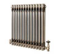 MonsterShop Traditional 2 Column Radiator With Valves - 600 X 605mm - Raw Metal