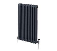 Traditional 3 Column Radiator 1500mm x 562mm Modern Central Heating Heater Matt Anthracite Grey Carbon Steel Vertical Wall Mounted Kitchen Living Room Bathroom Cleaning Brush Fixing Kit & Brackets