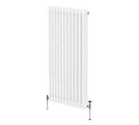 Traditional 3 Column Radiator 1500mm x 562mm Modern Central Heating Heater Gloss White Carbon Steel Vertical Wall Mounted Kitchen Living Room Bathroom Cleaning Brush Fixing Kit & Brackets