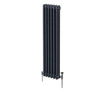Traditional 3 Column Radiator 1800mm x 292mm Modern Central Heating Heater Matt Anthracite Grey Carbon Steel Vertical Wall Mounted Kitchen Living Room Bathroom Cleaning Brush Fixing Kit & Brackets Gre