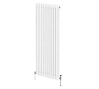 Traditional 3 Column Radiator 1800mm x 562mm Modern Central Heating Heater Gloss White Carbon Steel Vertical Wall Mounted Kitchen Living Room Bathroom Cleaning Brush Fixing Kit & Brackets