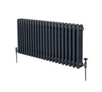 MonsterShop Traditional 3 Column Radiator 600x1012mm Anthracite Grey Wall-mounted incl Brackets