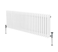Traditional 3 Column Radiator 600mm x 1462mm Modern Central Heating Heater Gloss White Carbon Steel Horizontal Wall Mounted Kitchen Living Room Bathroom Cleaning Brush Fixing Kit & Brackets White