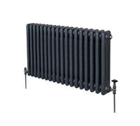 Traditional 3 Column Radiator 600mm x 832mm Modern Central Heating Heater Matt Anthracite Grey Carbon Steel Horizontal Wall Mounted Kitchen Living Room Bathroom Cleaning Brush Fixing Kit & Brackets