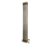 Traditional 3 Column Radiator 1500mm x 200mm & TRV Valves Modern Central Heating Heater Raw Metal Carbon Steel Vertical Wall Mounted Kitchen Living Room Bathroom Cleaning Brush Fixing Kit & Brackets