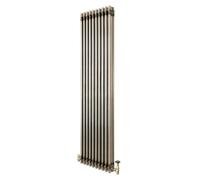Traditional 3 Column Radiator 1800mm x 470mm & TRV Valves Modern Central Heating Heater Raw Metal Carbon Steel Vertical Wall Mounted Kitchen Living Room Bathroom Cleaning Brush Fixing Kit & Brackets