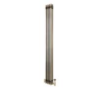 MonsterShop Traditional 3 Column Radiator With Valves - 1800 X 200mm - Raw Metal