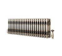 Traditional 3 Column Radiator 300mm x 1010mm & TRV Valves Modern Central Heating Heater Raw Metal Carbon Steel Horizontal Wall Mounted Kitchen Living Room Bathroom Cleaning Brush Fixing Kit & Brackets