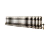 Traditional 3 Column Radiator 300mm x 1460mm & TRV Valves Modern Central Heating Heater Raw Metal Carbon Steel Horizontal Wall Mounted Kitchen Living Room Bathroom Cleaning Brush Fixing Kit & Brackets
