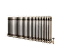 MonsterShop Traditional 3 Column Radiator With Valves - 600 X 1460mm - Raw Metal