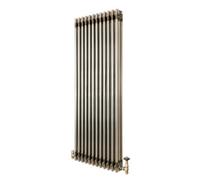 MonsterShop Traditional 3 Column Radiator With Valves - 1500 X 560mm - Raw Metal