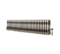 MonsterShop Traditional 3 Column Radiator With Valves - 300 X 1460mm - Raw Metal