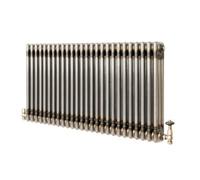 MonsterShop Traditional 3 Column Radiator With Valves - 600 X 1190mm - Raw Metal