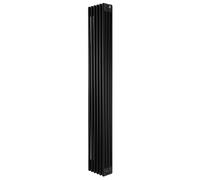 Traditional 4 Column Radiator 1800mm x 290mm Modern Central Heating Heater Matt Black Carbon Steel Vertical Wall Mounted Kitchen Living Room Bathroom Cleaning Brush Fixing Kit & Brackets
