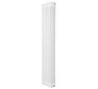 Traditional 4 Column Radiator 1800mm x 380mm Modern Central Heating Heater Gloss White Carbon Steel Vertical Wall Mounted Kitchen Living Room Bathroom Cleaning Brush Fixing Kit & Brackets