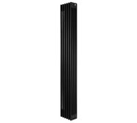 Traditional 4 Column Radiator 1800mm x 290mm Modern Central Heating Heater Matt Black Carbon Steel Vertical Wall Mounted Kitchen Living Room Bathroom Cleaning Brush Fixing Kit & Brackets