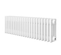 Traditional 4 Column Radiator 300mm x 1010mm Modern Central Heating Heater Gloss White Carbon Steel Horizontal Wall Mounted Kitchen Living Room Bathroom Cleaning Brush Fixing Kit & Brackets