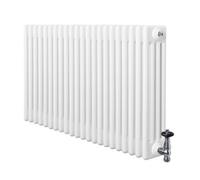 MonsterShop Traditional 4 Column Radiator 600mm X 1010mm & Trv Chrome Valves Central Heating