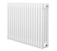 Traditional 4 Column Radiator 600mm x 785mm Modern Central Heating Heater Gloss White Carbon Steel Horizontal Wall Mounted Kitchen Living Room Bathroom Cleaning Brush Fixing Kit & Brackets
