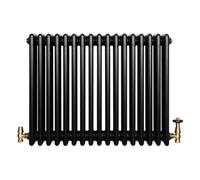 MonsterShop Traditional 4 Column Radiator 600mm X 785mm & Trv Brass Valves Central Heating