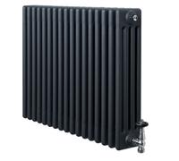 Monstershop Traditional 4 Column Radiator & Valves - 600 x 785mm - Anthracite Grey