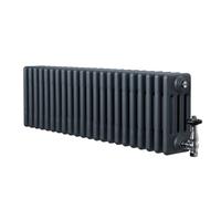 Monstershop Traditional 4 Column Radiator & Valves - 300 x 1010mm - Anthracite Grey