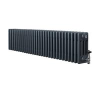 Monstershop Traditional 4 Column Radiator & Valves - 300 x 1370mm - Anthracite Grey