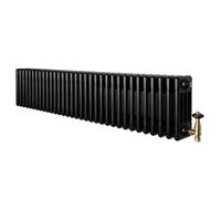 Monstershop Traditional 4 Column Radiator & Valves - 300 x 1505mm - Black