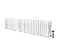 Monstershop Traditional 4 Column Radiator & Valves - 300 x 1505mm - White