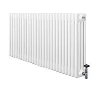 Monstershop Traditional 4 Column Radiator & Valves - 600 x 1190mm - White