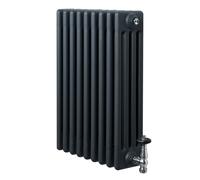 Monstershop Traditional 4 Column Radiator & Valves - 600 x 425mm - Anthracite Grey