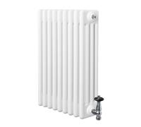 Monstershop Traditional 4 Column Radiator & Valves - 600 x 425mm - White