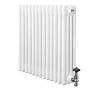 Monstershop Traditional 4 Column Radiator & Valves - 600 x 605mm - White