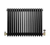 Monstershop Traditional 4 Column Radiator & Valves - 600 x 785mm - Black