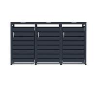 Monstershop Triple Wheelie Bin Metal Storage - Anthracite Grey Monstershop Grey