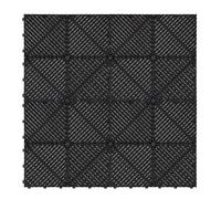 Vented Modular Interlocking Flooring Tiles & Edges 225 x Black Double Garage Heavy Duty Floor Mat Showroom Workshop Outdoor Polypropylene Anti Slip Weather Resistant Drainage Channels 6m x 6m 36m2