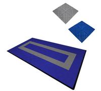 MonsterShop Vented Garage Floor Tiles Blue (X90), Grey (X30) With Edges (X46)