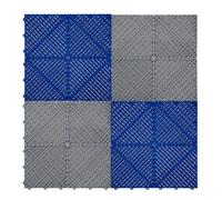 MonsterShop Vented Garage Floor Tiles Grey (X60), Blue (X60) With Edges (X46)