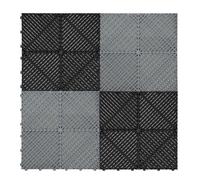 Monstershop Vented Garage Floor Tiles With Edges - 120 Black & 120 Grey