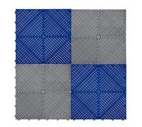 Monstershop Vented Garage Floor Tiles With Edges - 120 Grey & 120 Blue Grey