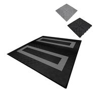 Monstershop Vented Garage Floor Tiles With Edges - 165 Black & 60 Grey Black