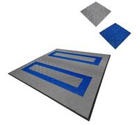 Vented Modular Interlocking Flooring Tiles & Edges 165 Grey & 60 Blue Double Garage Heavy Duty Floor Mat Showroom Workshop Outdoor Polypropylene Anti Slip Weather Resistant Drainage 6m x 6m 36m2