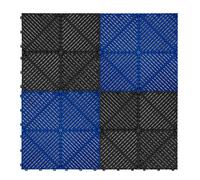 Monstershop Vented Garage Floor Tiles With Edges - 60 Black & 60 Blue