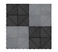 Vented Modular Interlocking Flooring Tiles & Edges 60 Black & 60 Grey Single Garage Heavy Duty Floor Mat Showroom Workshop Outdoor Polypropylene Anti Slip Weather Resistant Drainage 3.2m x 6m 19.2m2