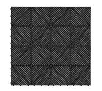 Vented Modular Interlocking Flooring Tiles & Edges 225 x Black Double Garage Heavy Duty Floor Mat Showroom Workshop Outdoor Polypropylene Anti Slip Weather Resistant Drainage Channels 6m x 6m 36m2