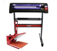 Vinyl Cutter LED Light Cutting Guide, Clam Heat Press 38cm & Signcut Pro Software Sublimation Printing Transfer Customised Personalise T-Shirts Kit Bundle