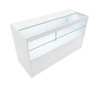 MonsterShop White Black Shop Counter Led Light C 1500mm Lockable Sliding Doors 2 Keys Retail Storage Unit Display Showcase Cabinet