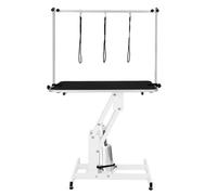 MonsterShop White Hydraulic Grooming Table - Black Table Top