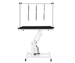 MonsterShop White Hydraulic Grooming Table - Black Table Top