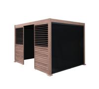 Monstershop Wood Effect Aluminium Pergola With Blinds & 2 Louvre Panels - 3M X 3M In Brown Brown